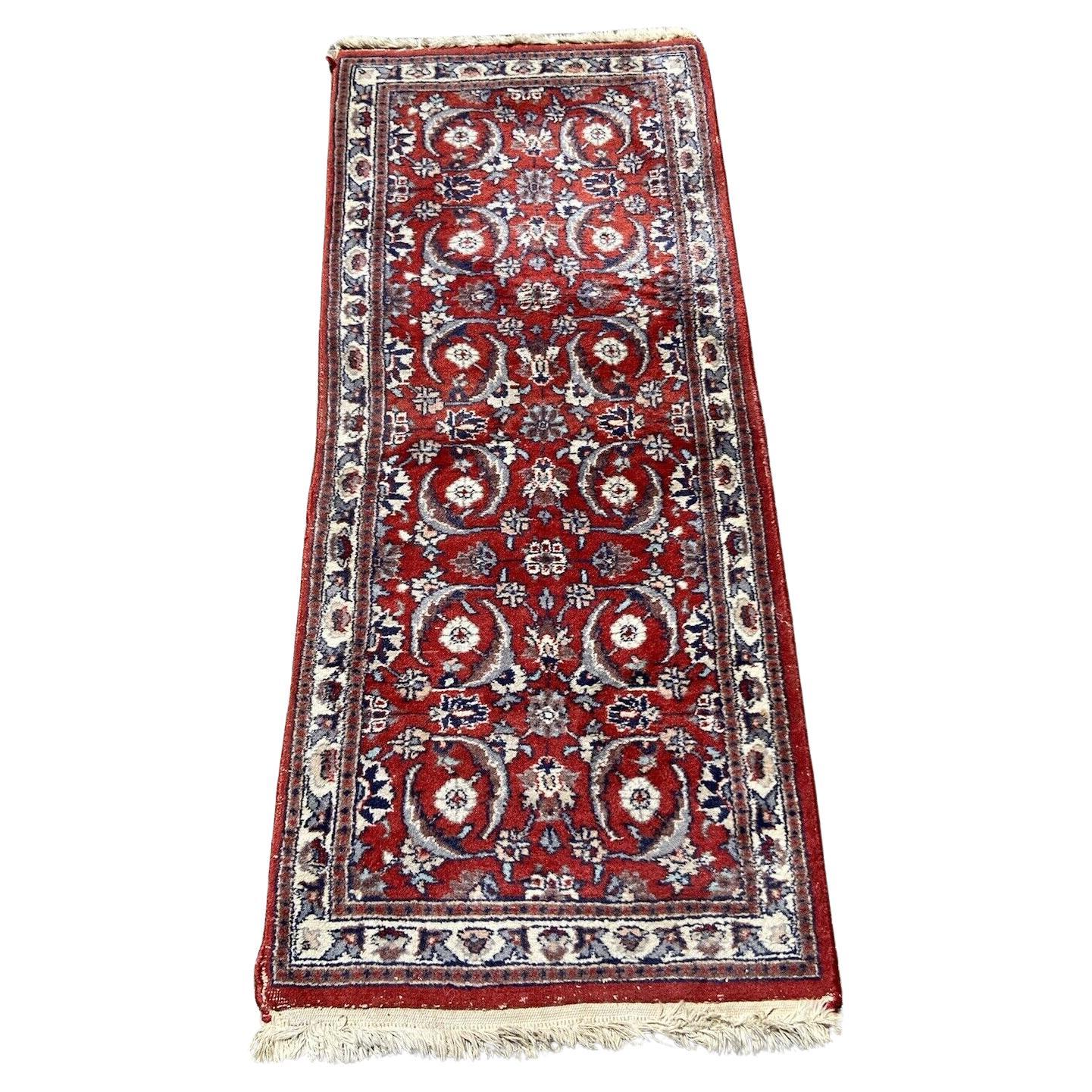 Handgefertigter Kashan-Teppich im persischen Vintage-Stil 1,5' x 3.7', 1970er Jahre - 1S21 im Angebot