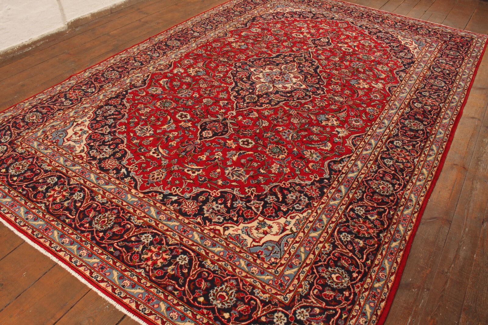 Handmade Vintage Persian Style Kashan Rug 7.8' x 12.3', 1980s - 1T03 In Good Condition For Sale In Bordeaux, FR
