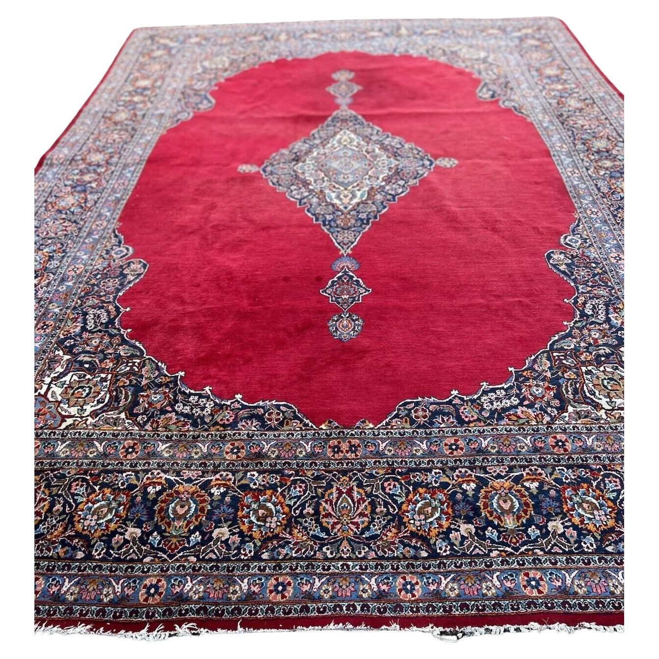 Handmade Vintage Persian Style Kashan Rug 9.3' x 12.7', 1960s - 1S39