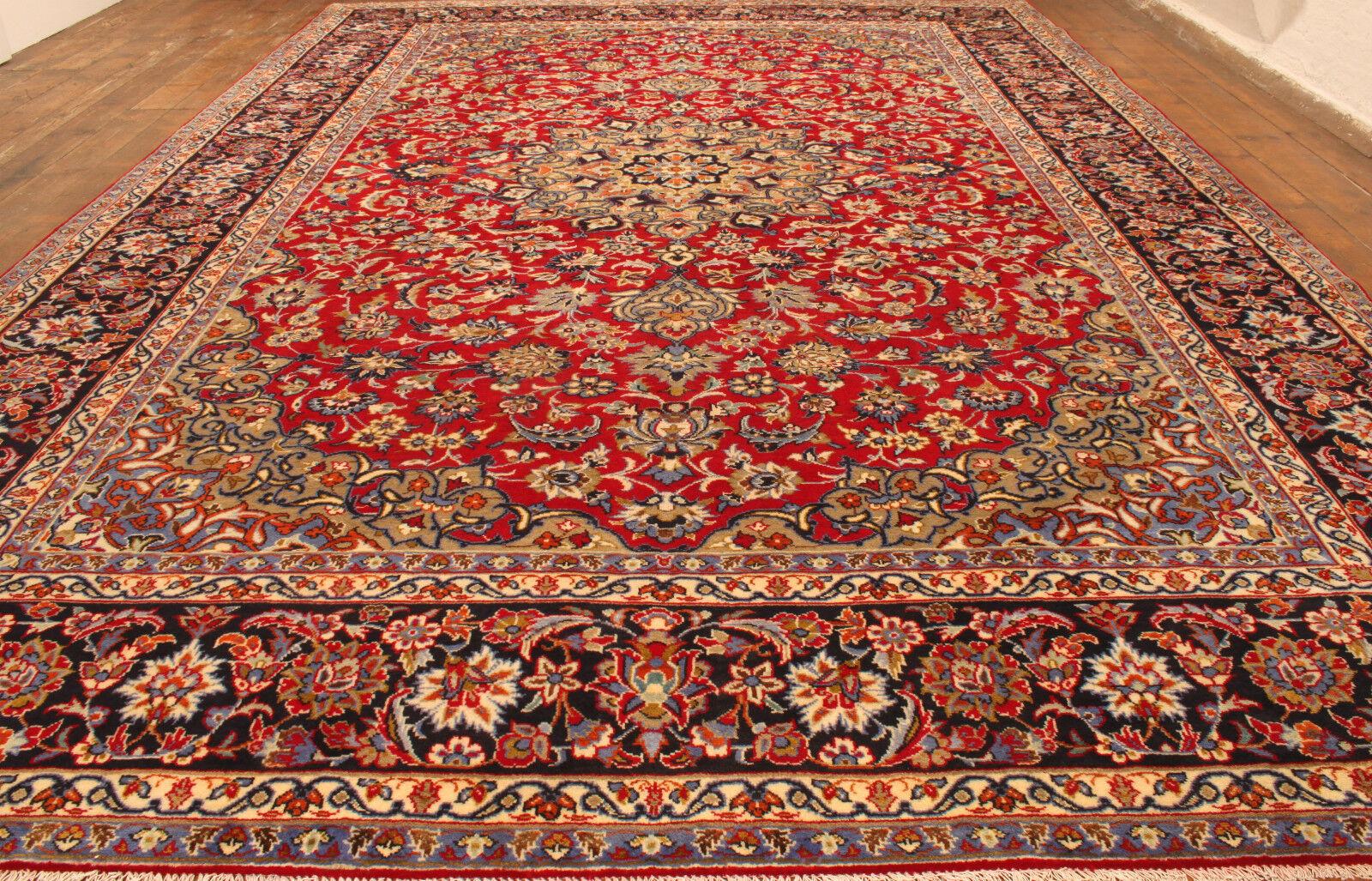 Wool Handmade Vintage Persian Style Kashan Rug 9.6' x 14.1', 1960s - 1T15 For Sale