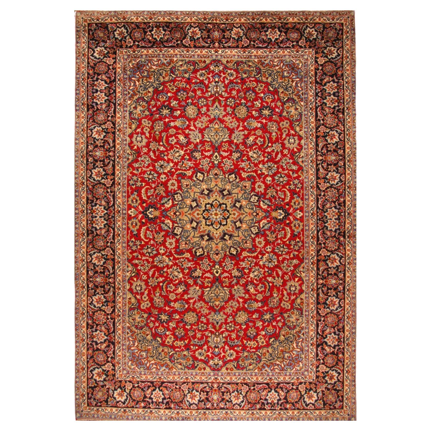 Handmade Vintage Persian Style Kashan Rug 9.6' x 14.1', 1960s - 1T15 For Sale