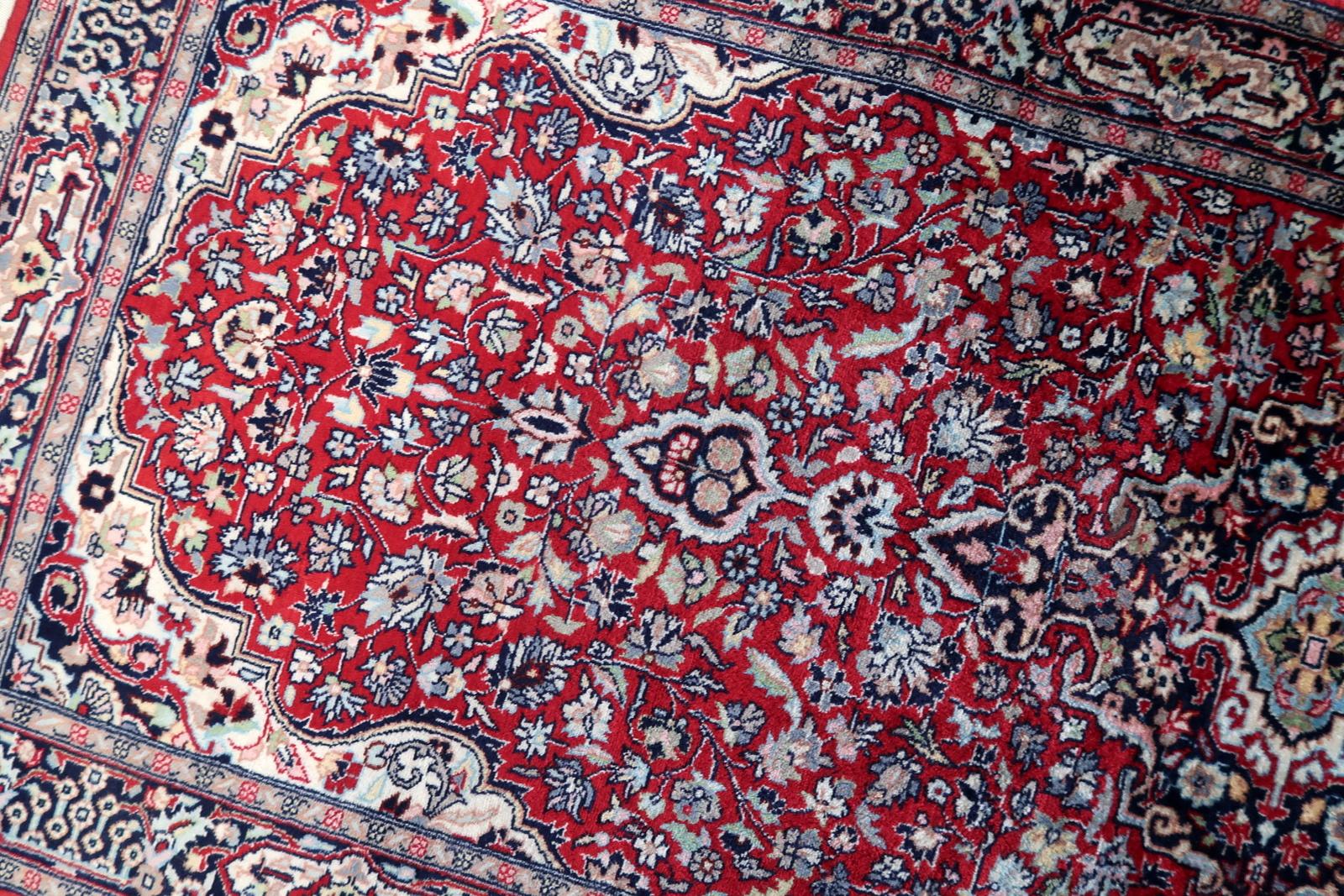 Mid-20th Century Handmade Vintage Persian Style Kashan Runner Rug 2.4' x 5.8, 1960s - 1C1107 For Sale