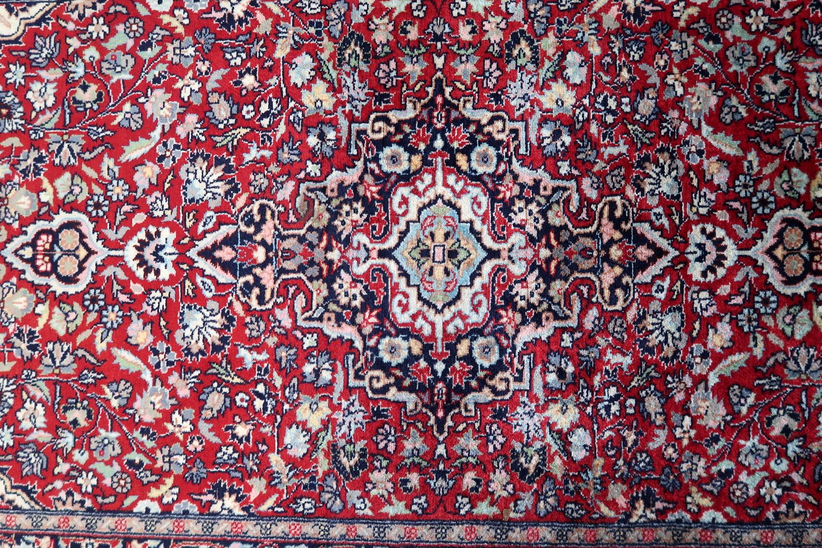 Wool Handmade Vintage Persian Style Kashan Runner Rug 2.4' x 5.8, 1960s - 1C1107 For Sale