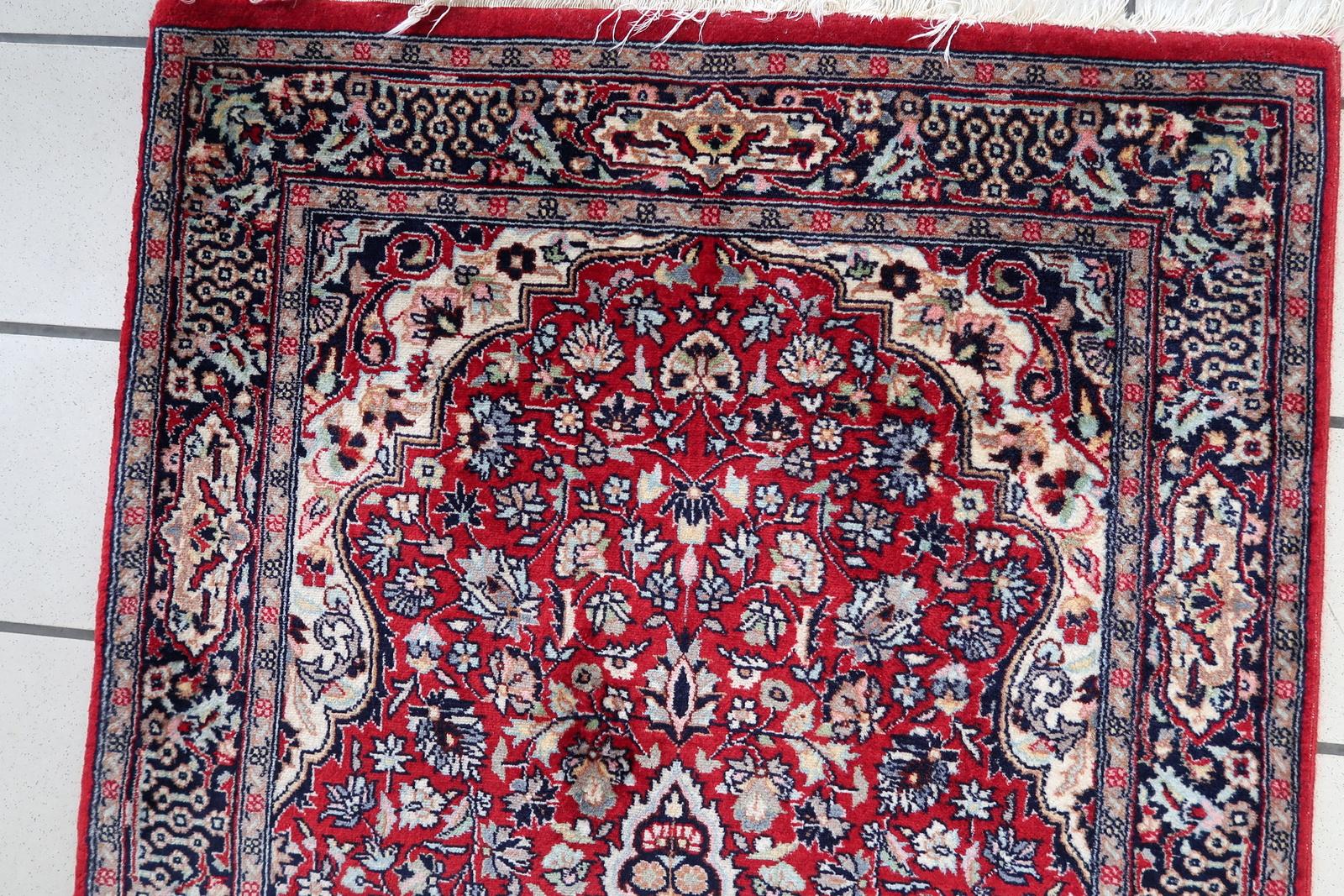 Handmade Vintage Persian Style Kashan Runner Rug 2.4' x 5.8, 1960s - 1C1107 For Sale 2