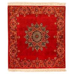 Handmade Vintage Persian Style Kashan Square Rug 3.1' x 3.6', 1970s - 1T27