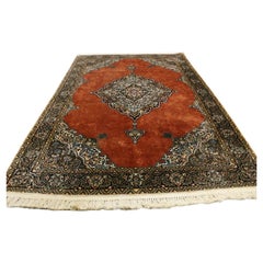 Handmade Vintage Persian Style Kashmir Silk Rug 4' x 6' 1970s - 1K36