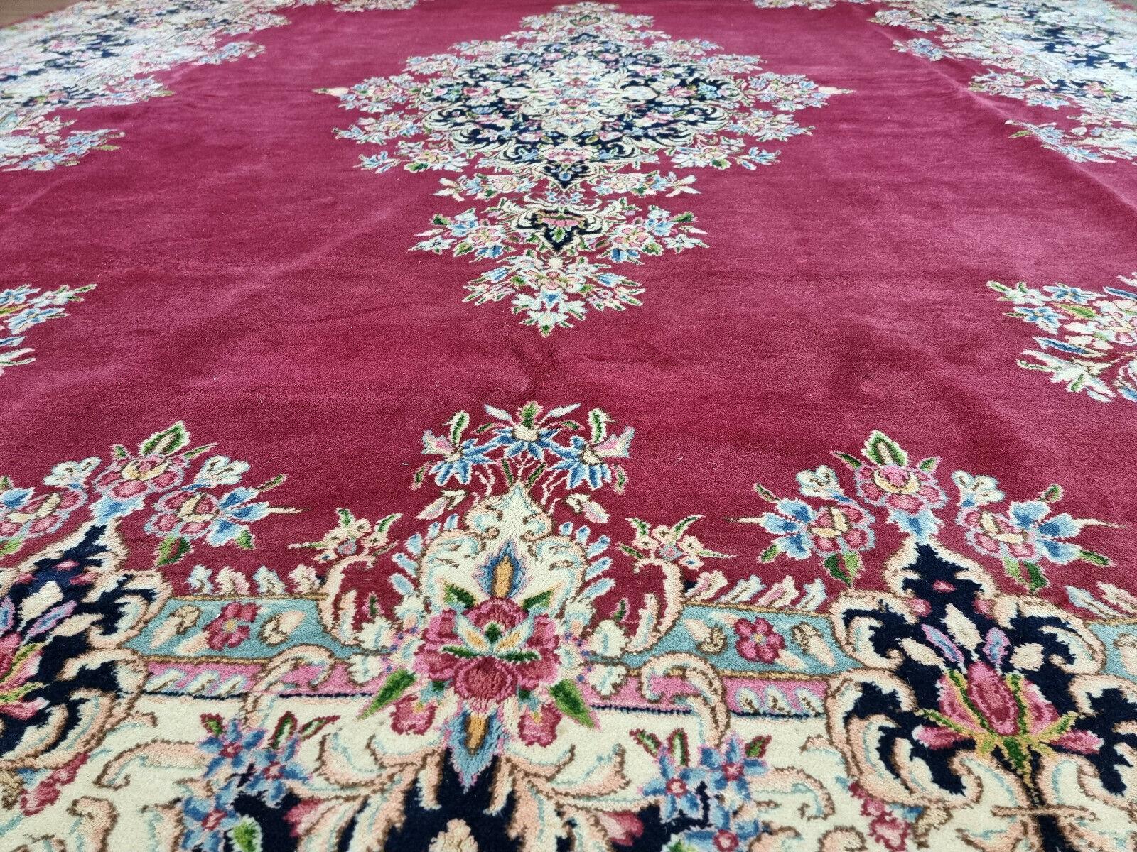 Handgefertigter Kerman-Teppich im persischen Vintage-Stil 10.1' x 13.1', 1970er Jahre - 1D73 im Angebot 4