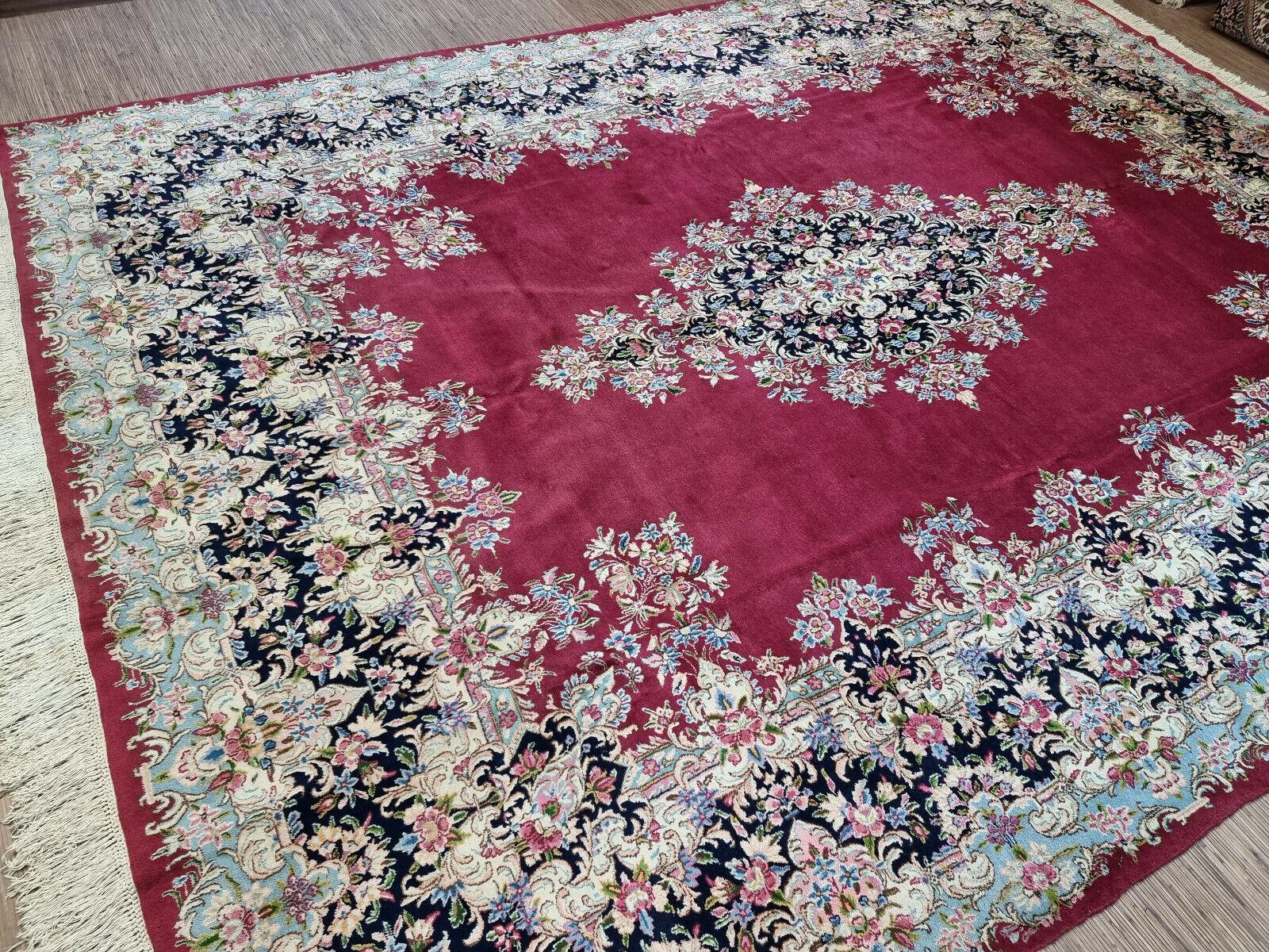Handmade Vintage Persian Style Kerman Rug 10.1' x 13.1', 1970s - 1D73 In Good Condition For Sale In Bordeaux, FR