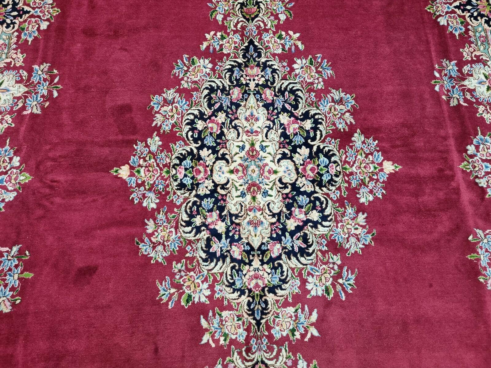Handmade Vintage Persian Style Kerman Rug 10.1' x 13.1', 1970s - 1D73 For Sale 1