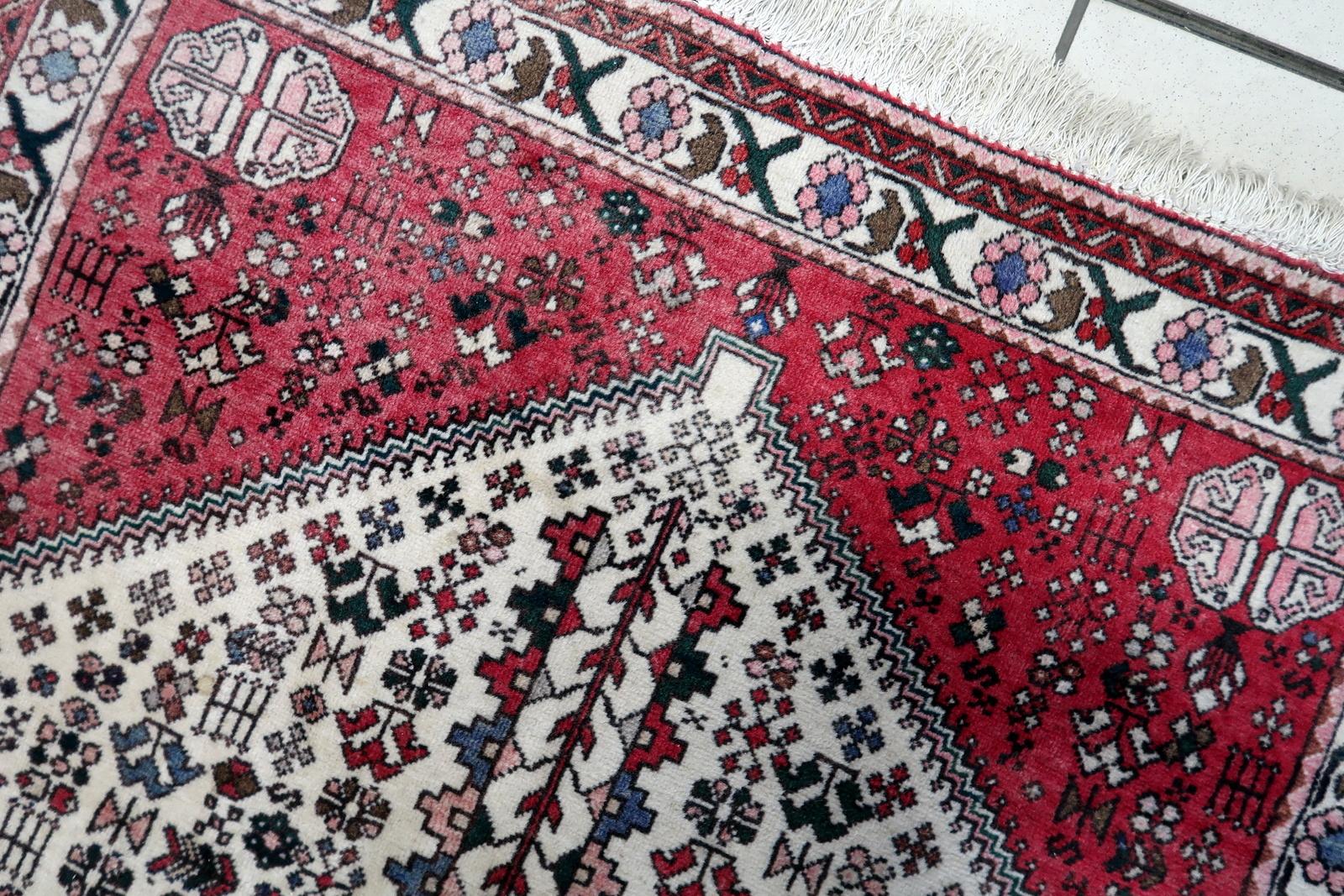 Handgefertigter Malayer-Teppich im persischen Stil im Vintage-Stil 3,2' x 4.9', 1970er Jahre - 1C1120 (Handgeknüpft) im Angebot