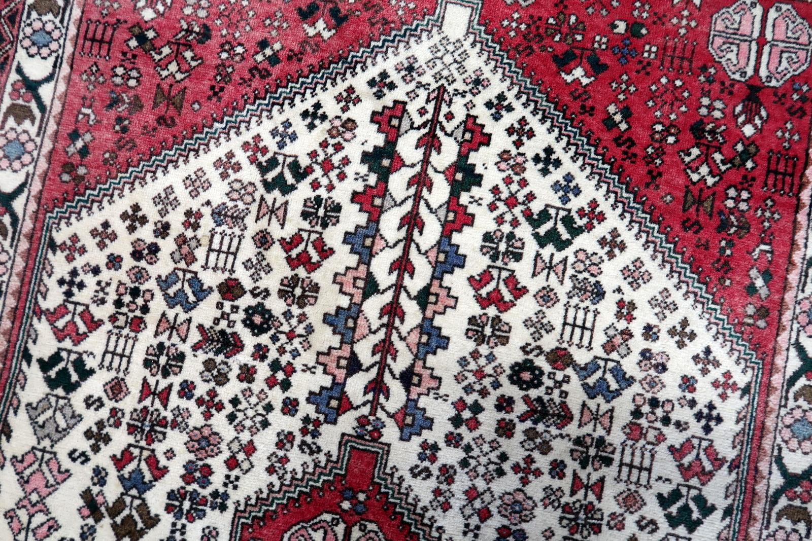Handgefertigter Malayer-Teppich im persischen Stil im Vintage-Stil 3,2' x 4.9', 1970er Jahre - 1C1120 (Ende des 20. Jahrhunderts) im Angebot
