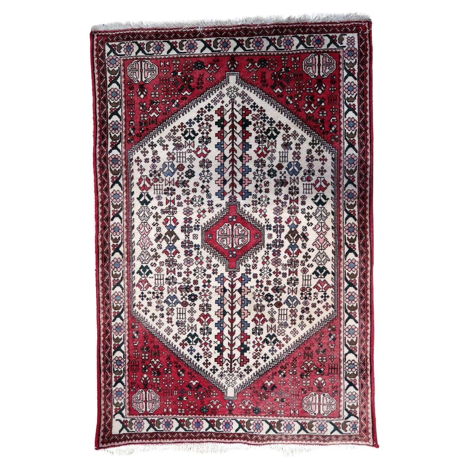 Handgefertigter Malayer-Teppich im persischen Stil im Vintage-Stil 3,2' x 4.9', 1970er Jahre - 1C1120 im Angebot