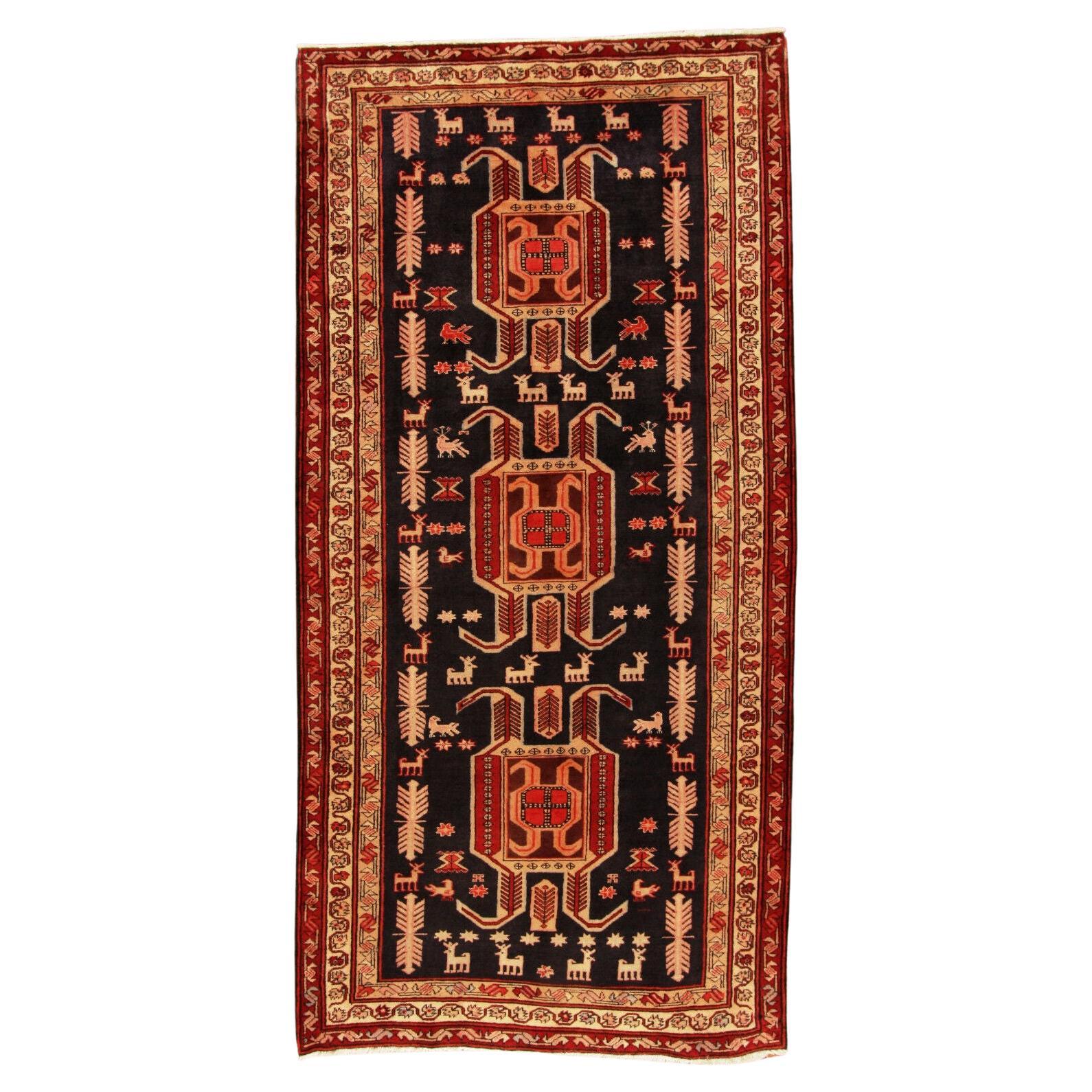 Handmade Vintage Persian Style Malayer Rug 4.5' x 9.2', 1970s - 1T26 For Sale