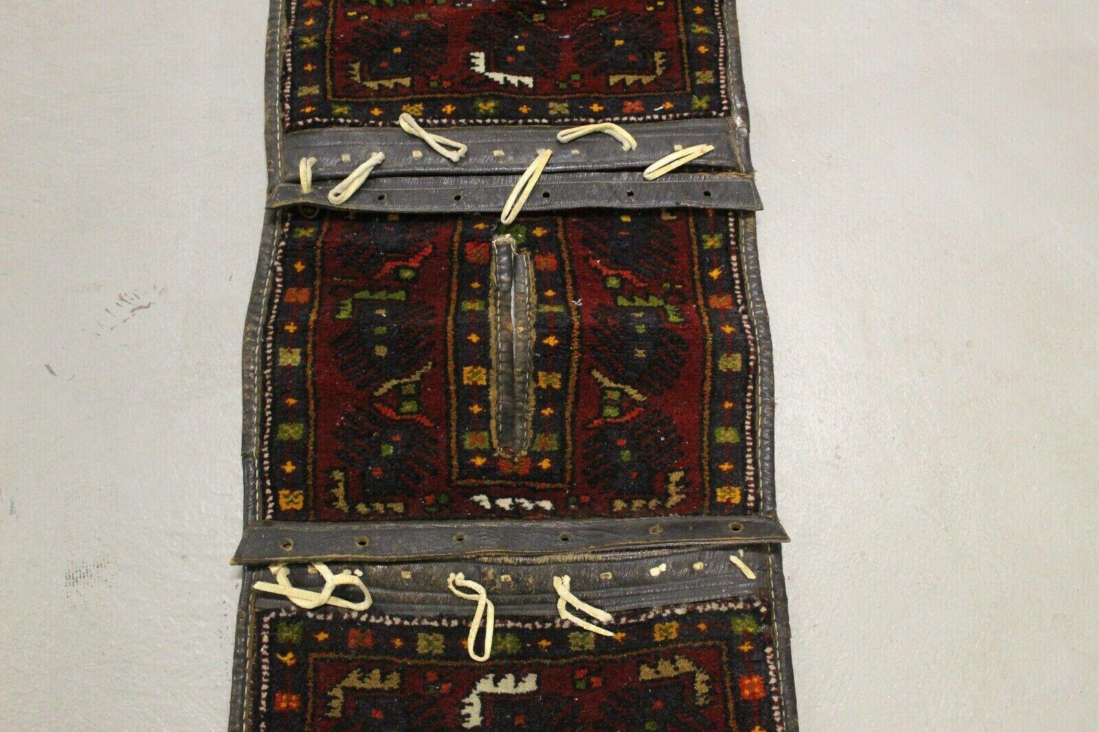 Handmade Vintage Persian Style Malayer Saddle Bag 1.4' x 4.2', 1960s - 1K16 For Sale 1