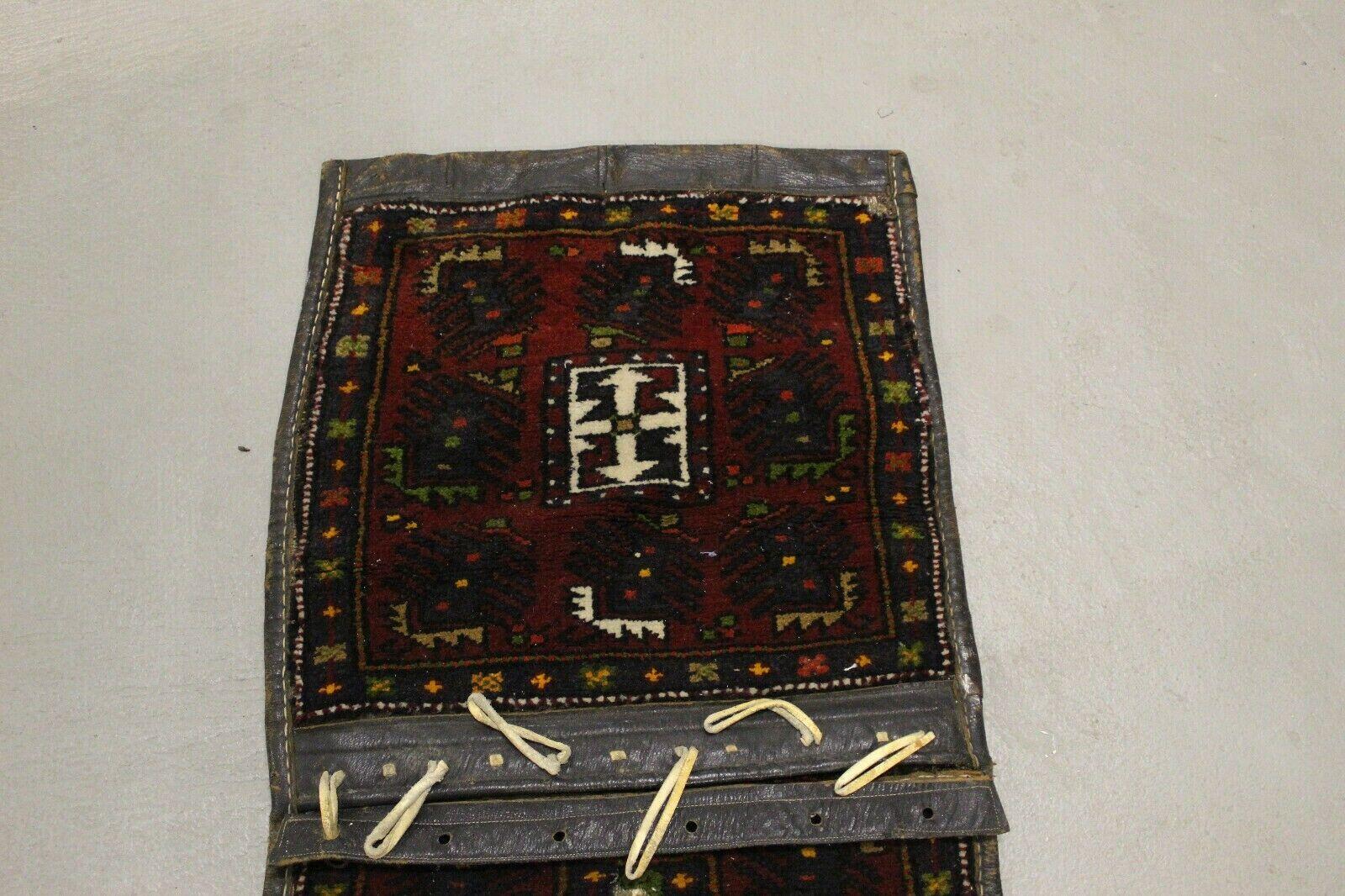 Handmade Vintage Persian Style Malayer Saddle Bag 1.4' x 4.2', 1960s - 1K16 For Sale 2