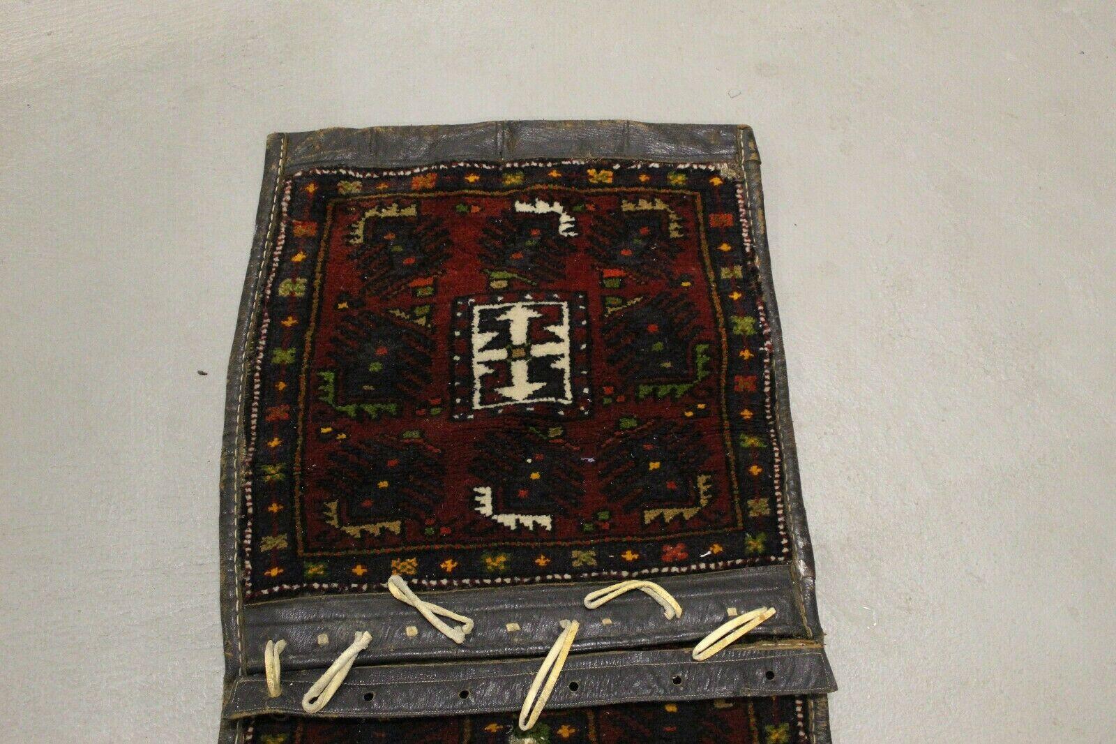 Handmade Vintage Persian Style Malayer Saddle Bag 1.4' x 4.2', 1960s - 1K16 2
