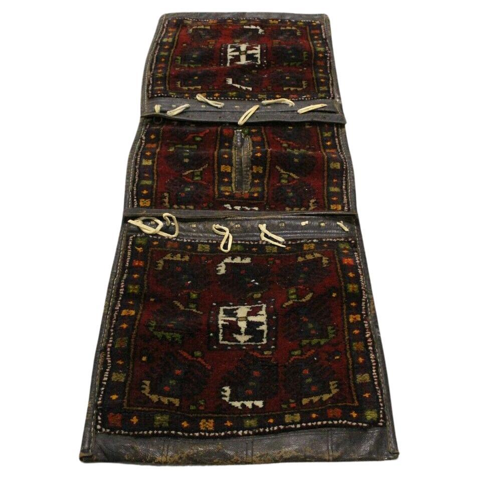 Handmade Vintage Persian Style Malayer Saddle Bag 1.4' x 4.2', 1960s - 1K16 For Sale