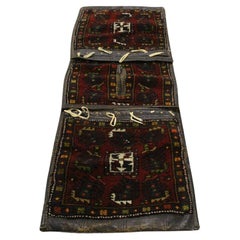 Handmade Vintage Persian Style Malayer Saddle Bag 1.4' x 4.2', 1960s - 1K16