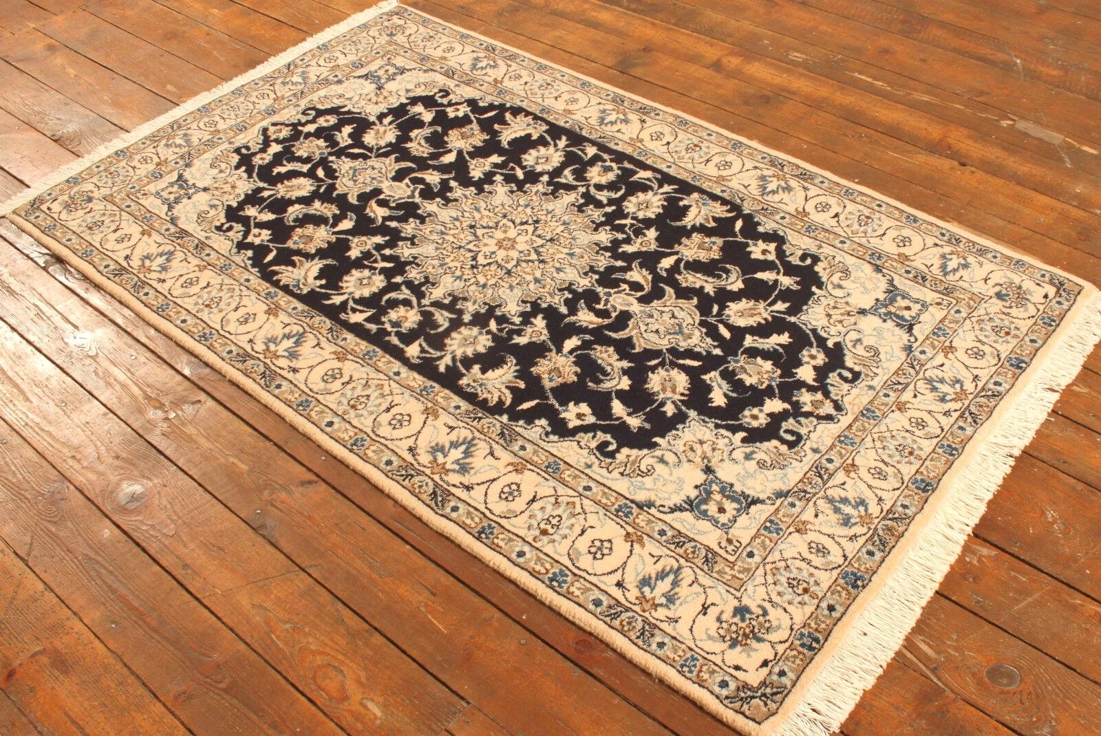 Handgefertigter Nain-Teppich im persischen Stil 3,9' x 6,6', 1980er Jahre - 1T53 im Zustand „Gut“ im Angebot in Bordeaux, FR