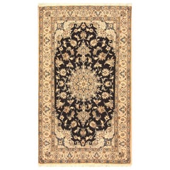 Handmade Vintage Persian Style Nain Rug 3.9' x 6.6', 1980s - 1T53