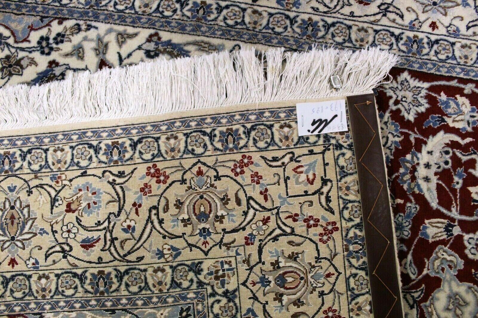 Handgefertigter Nain-Teppich im persischen Stil im Vintage-Stil 4.1' x 6.3', 1970er Jahre - 1K43 im Angebot 1