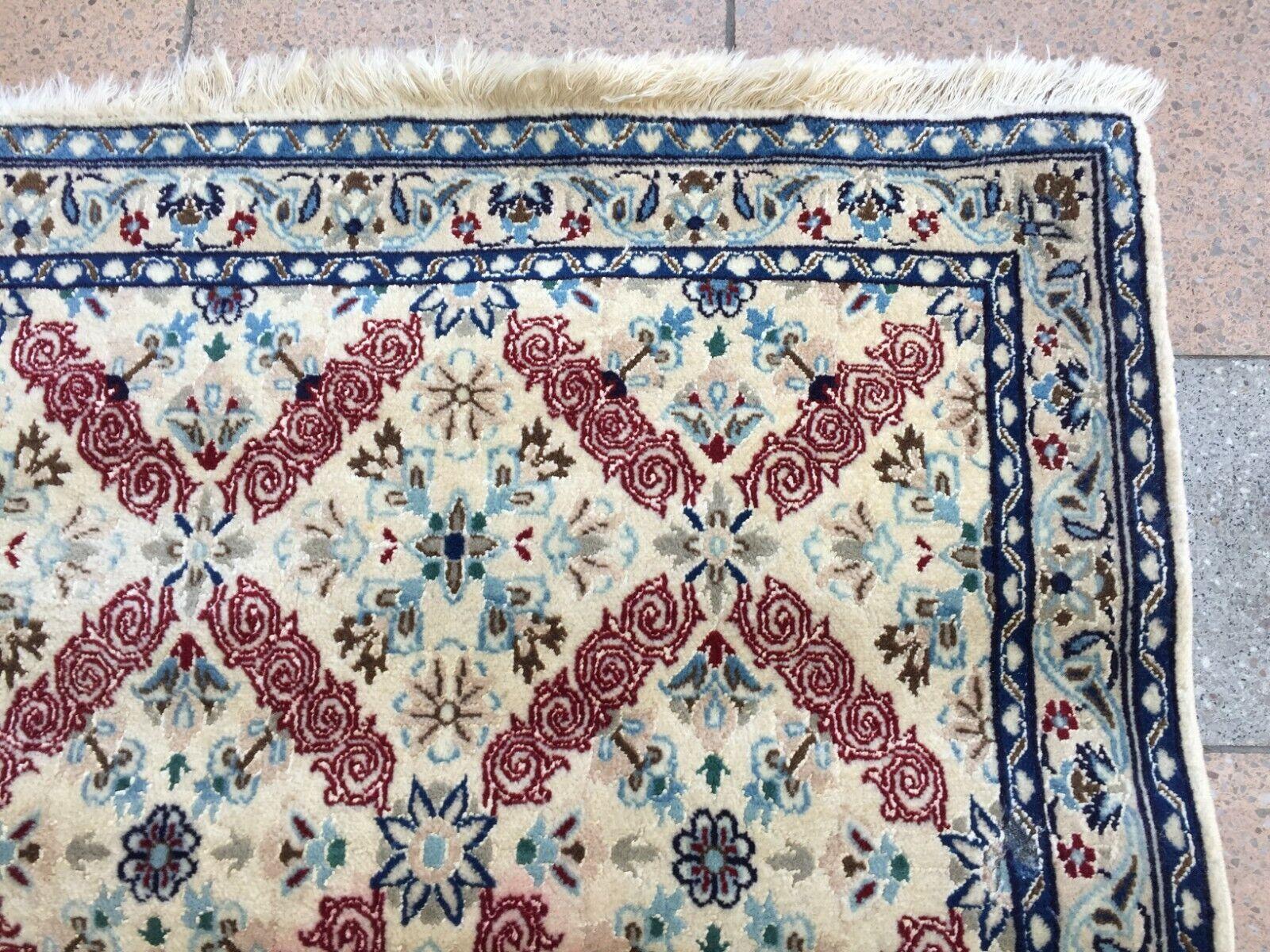 Handmade Vintage Persian Style Nain Rug With Silk 2.6' x 3.8', 1960s - 1W15 For Sale 1