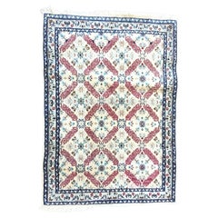 Handgefertigter Nain-Teppich im persischen Stil im Vintage-Stil mit Seide 2,6' x 3,8', 1960er Jahre - 1W15