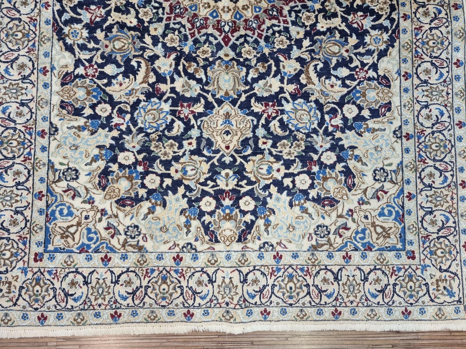 Handmade Vintage Persian Style Nain Rug With Silk 3.2' x 4.6', 1980s - 1D102 For Sale 1