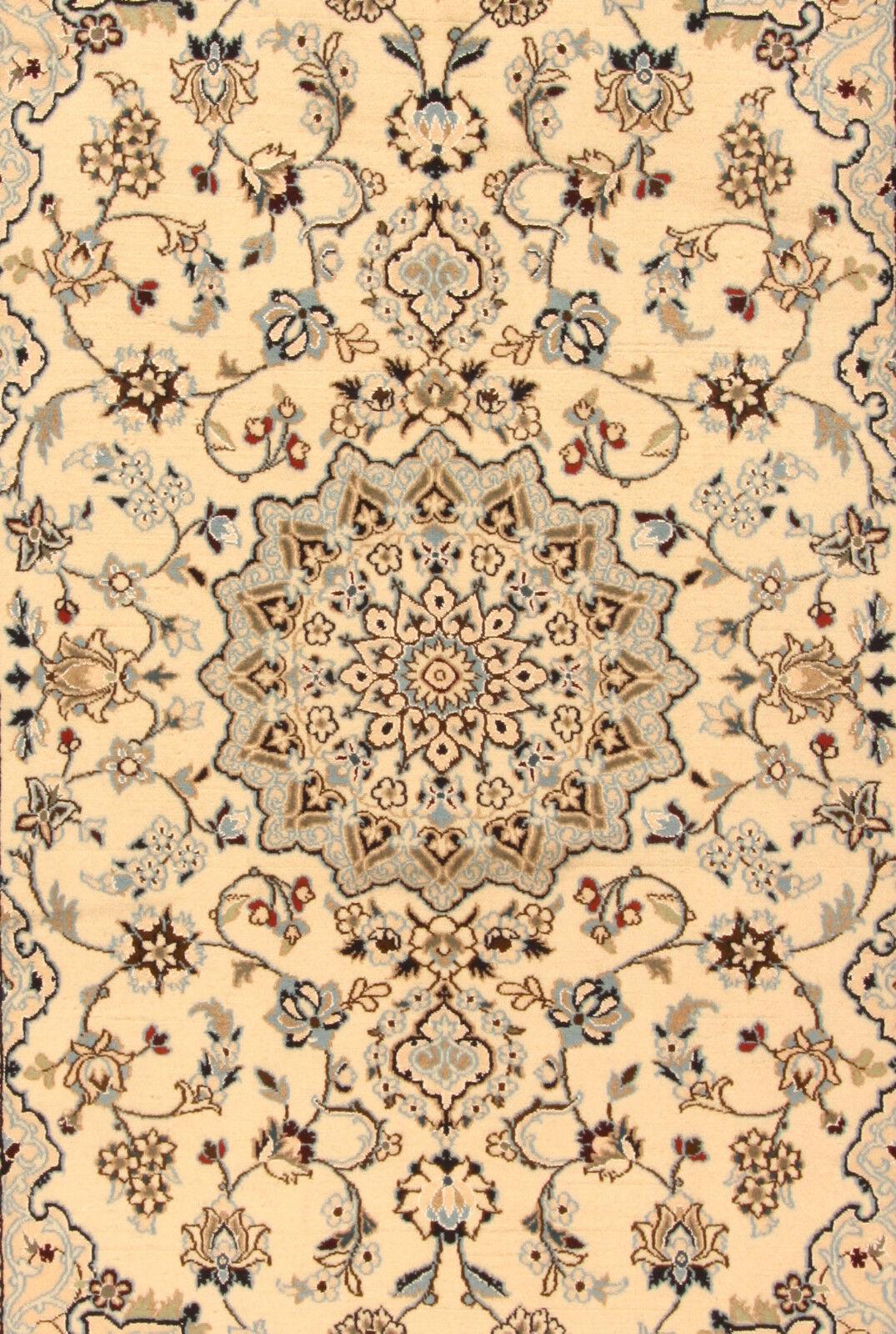 Handgefertigter Nain-Teppich im persischen Stil im Vintage-Stil mit Seide 6.1' x 9.6', 1970er Jahre - 1T37 im Angebot 5