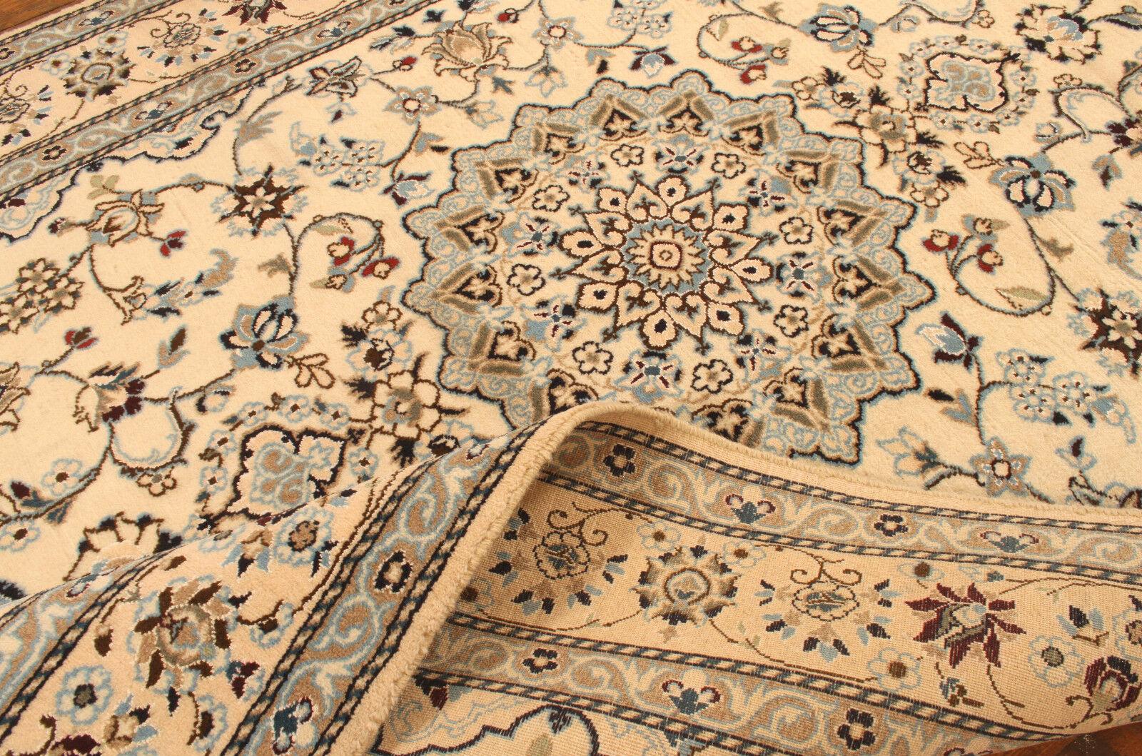 Handgefertigter Nain-Teppich im persischen Stil im Vintage-Stil mit Seide 6.1' x 9.6', 1970er Jahre - 1T37 (Wolle) im Angebot