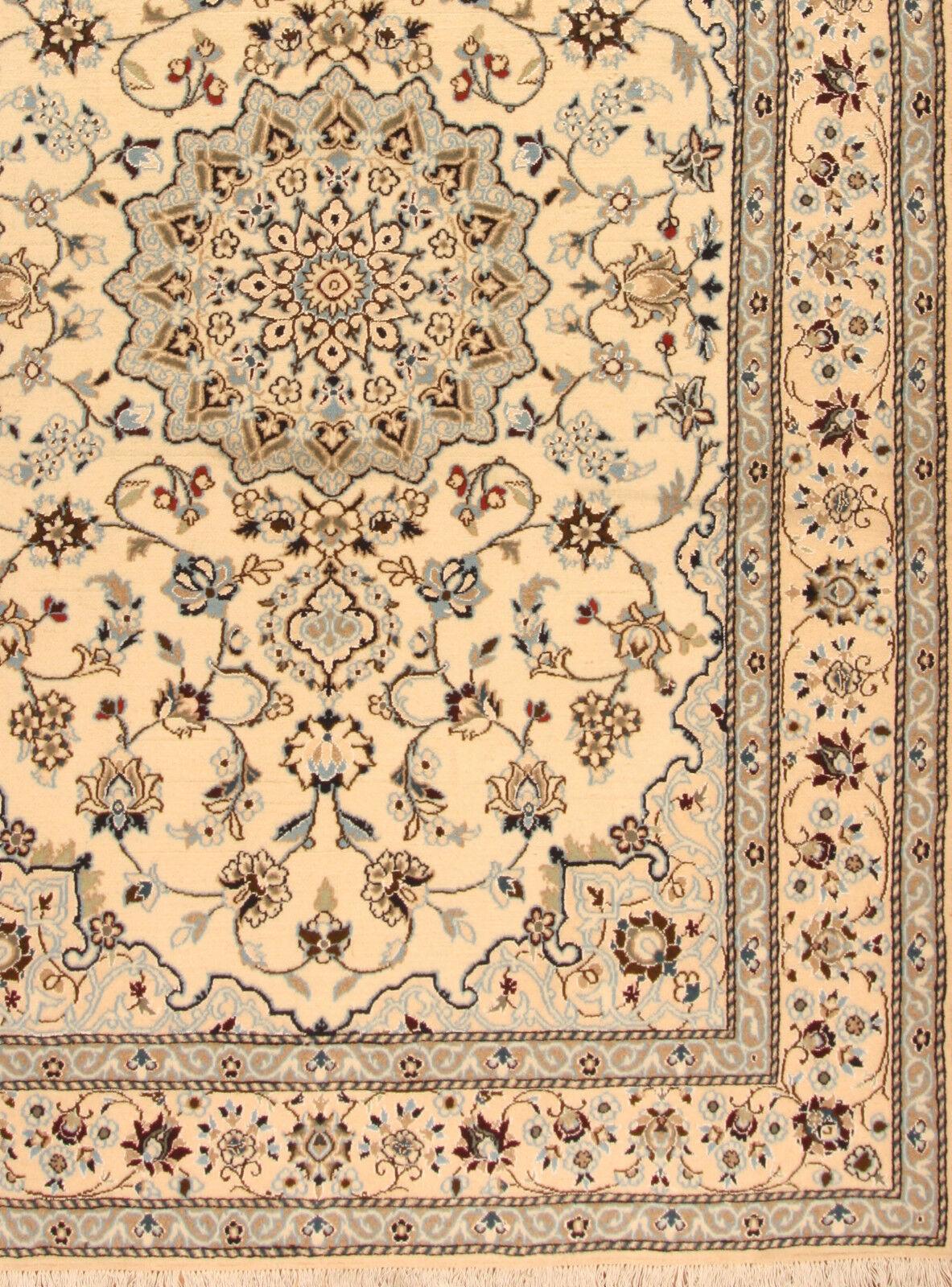 Handgefertigter Nain-Teppich im persischen Stil im Vintage-Stil mit Seide 6.1' x 9.6', 1970er Jahre - 1T37 im Angebot 3