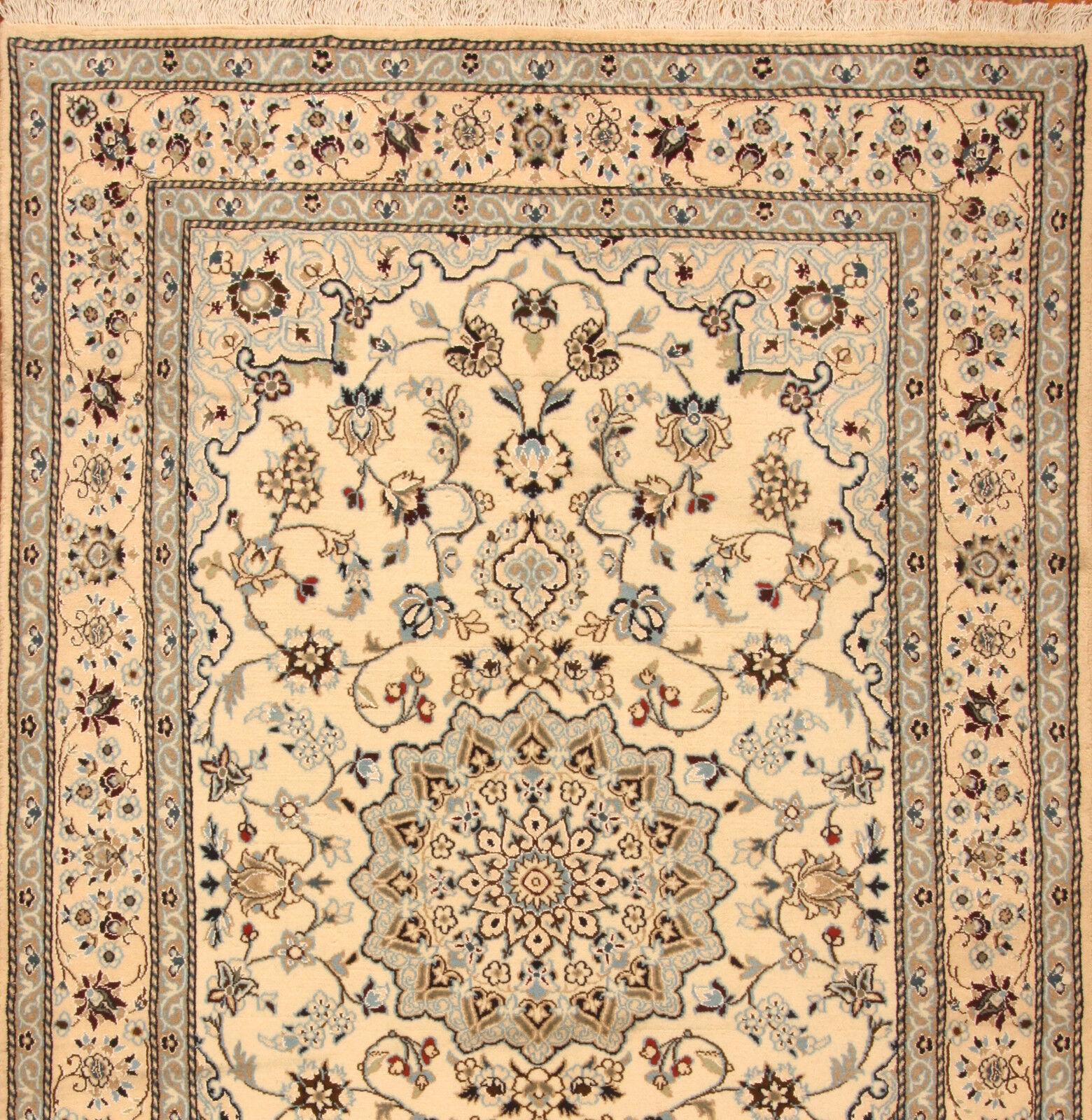 Handgefertigter Nain-Teppich im persischen Stil im Vintage-Stil mit Seide 6.1' x 9.6', 1970er Jahre - 1T37 im Angebot 4