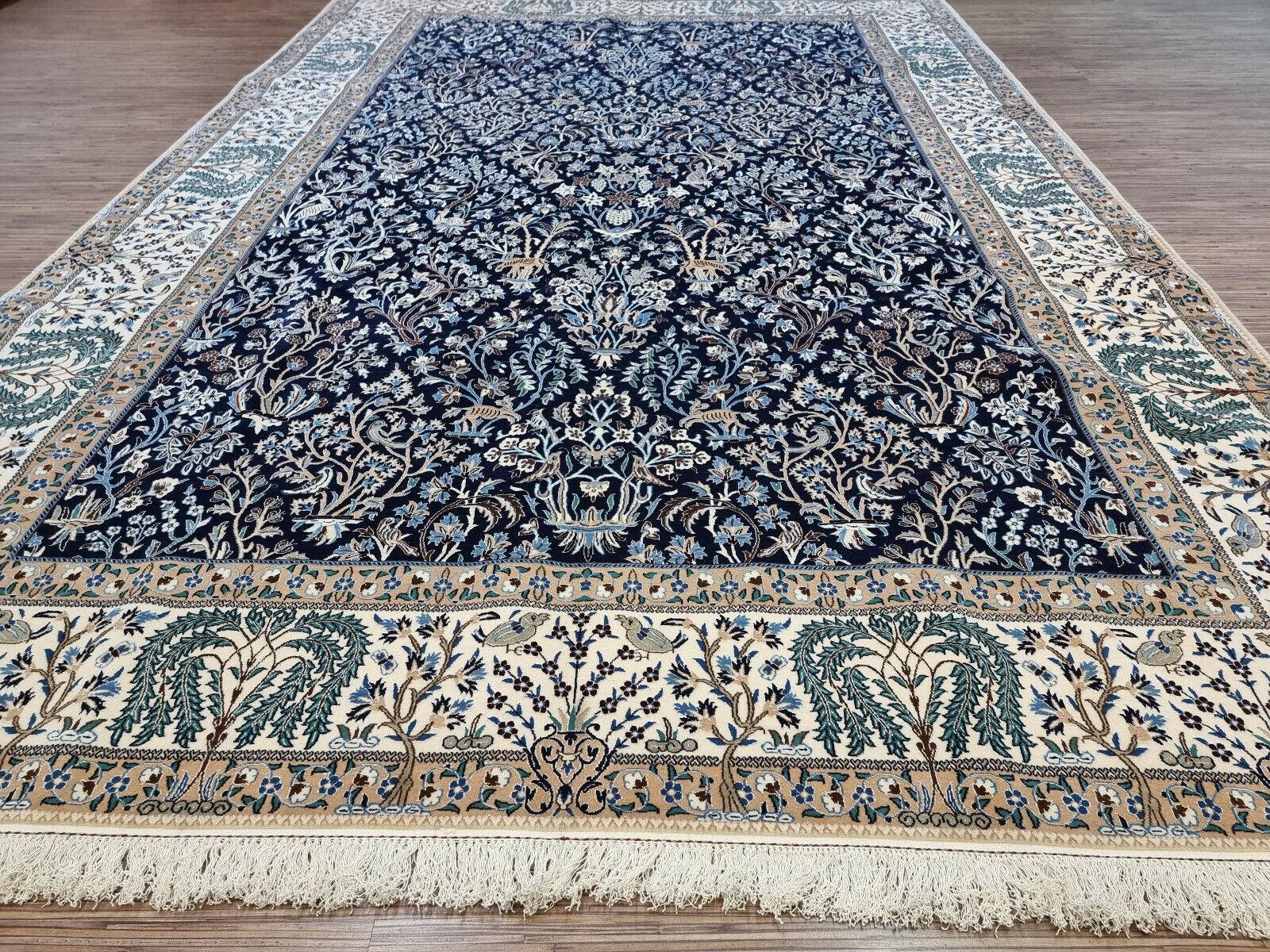 Handmade Vintage Persian Style Nain Rug With Silk 6.7' x 9.8', 1980s - 1D122 For Sale 2