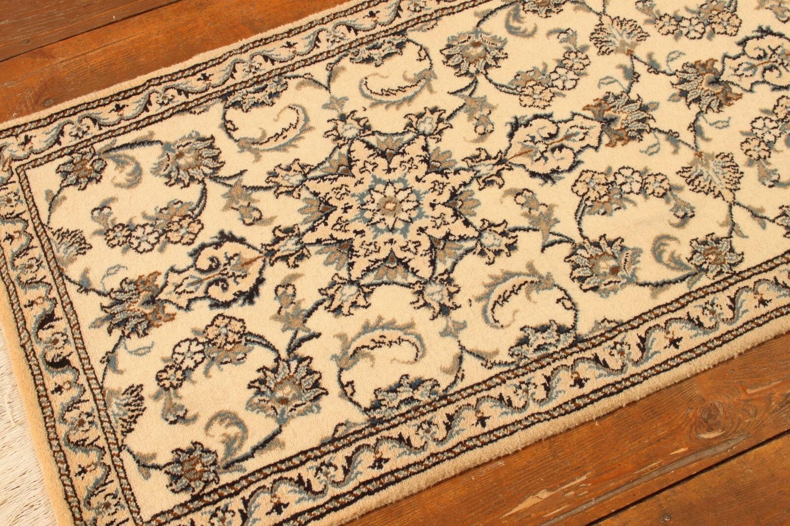 Late 20th Century Handmade Vintage Persian Style Nain Runner Rug 2.5' x 6.3', 1980s - 1T50 For Sale