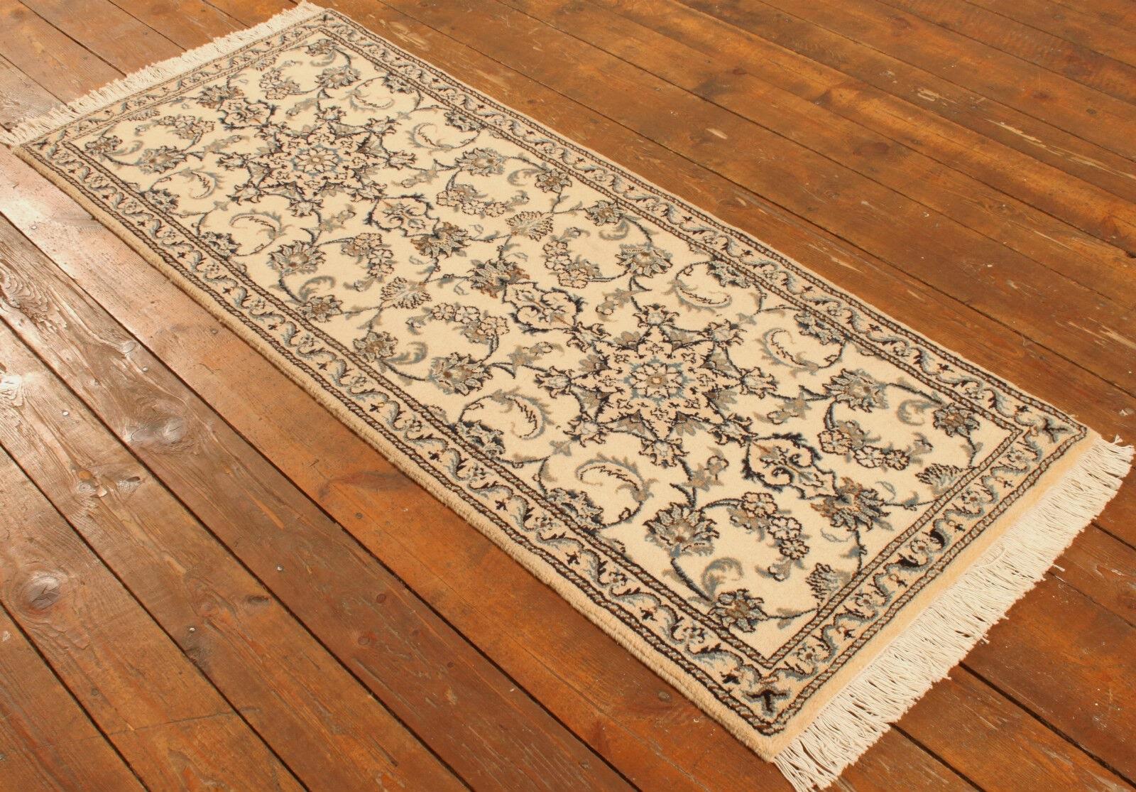 Handmade Vintage Persian Style Nain Runner Rug 2.5' x 6.3', 1980s - 1T50 For Sale 2