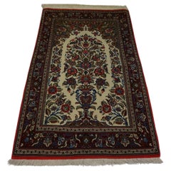 Tapis de prière persan vintage fait à la main 3,4' x 5,4', 1970 - 1D49