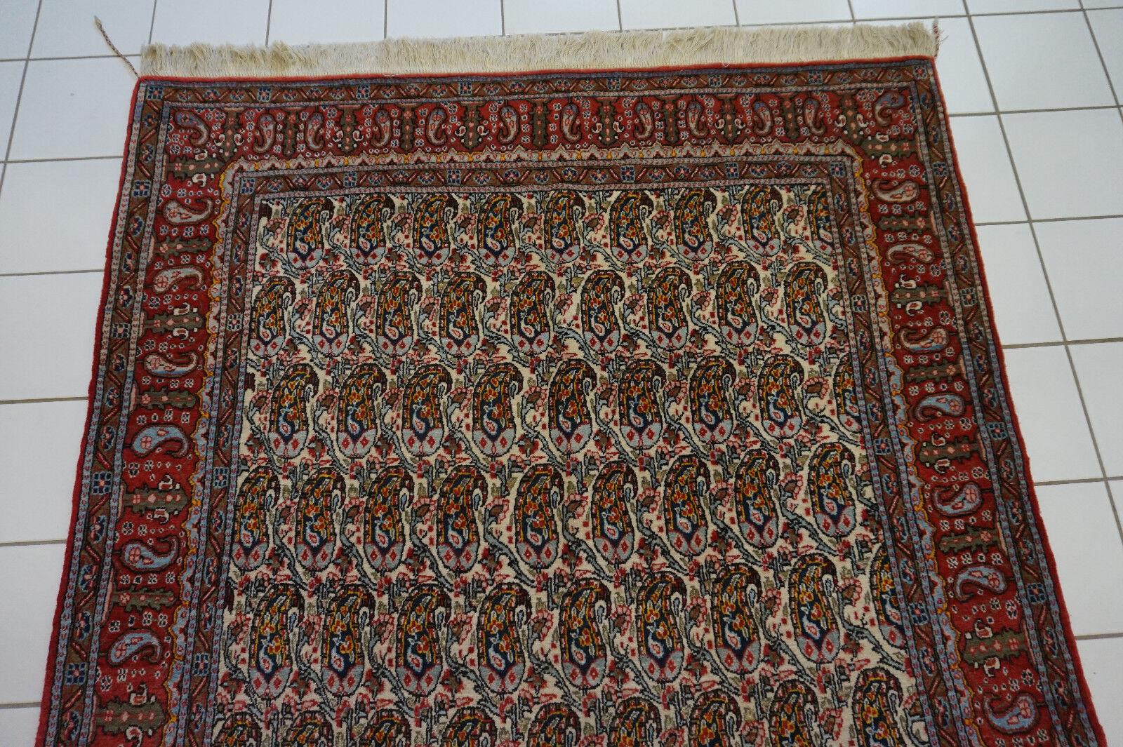 Wool Handmade Vintage Persian Style Qum Rug 4.3' x 6.9', 1960s - 1D47