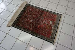 Handmade Vintage Persian Style Qum Silk Rug 2' x 2.5', 1970s - 1D64