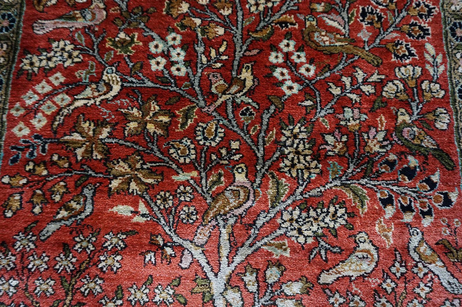 Handmade Vintage Persian Style Qum Silk Rug 1.9' x 2.5', 1970s - 1D64 For Sale 3