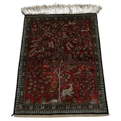 Handmade Vintage Persian Style Qum Silk Rug 1.9' x 2.5', 1970s - 1D64