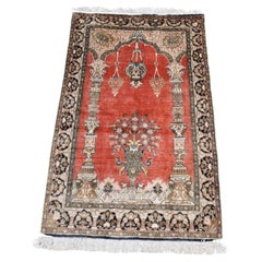 Handmade Vintage Persian Style Qum Silk Rug 2.6' x 4.1', 1970s - 1G70
