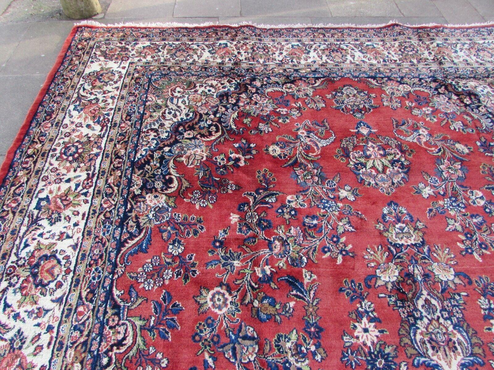 Hand-Knotted Handmade Vintage Persian Style Sarouk Oversize Rug 10.3' x 16.2', 1970s, 1Q58 For Sale