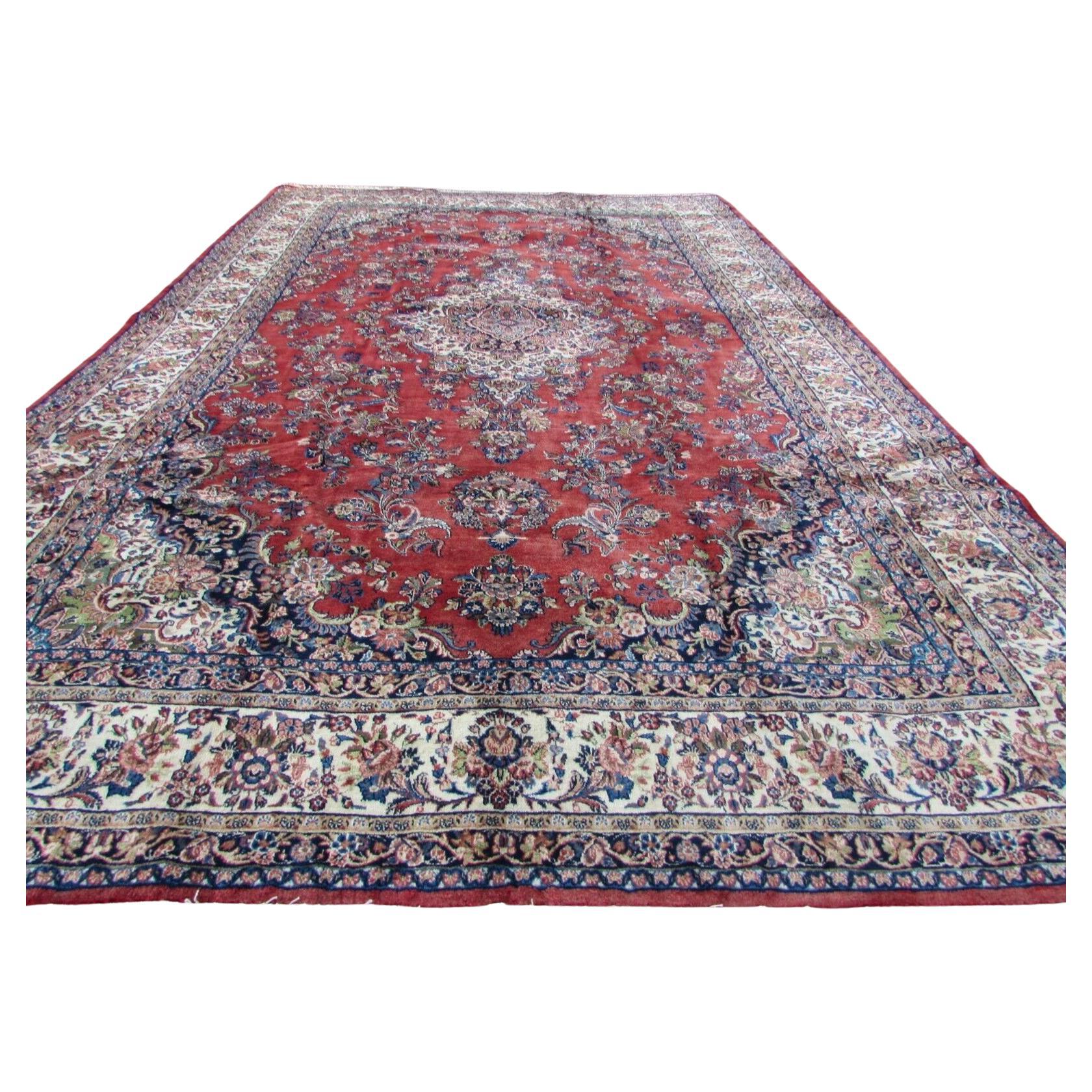 Handmade Vintage Persian Style Sarouk Oversize Rug 10.3' x 16.2', 1970s, 1Q58 For Sale