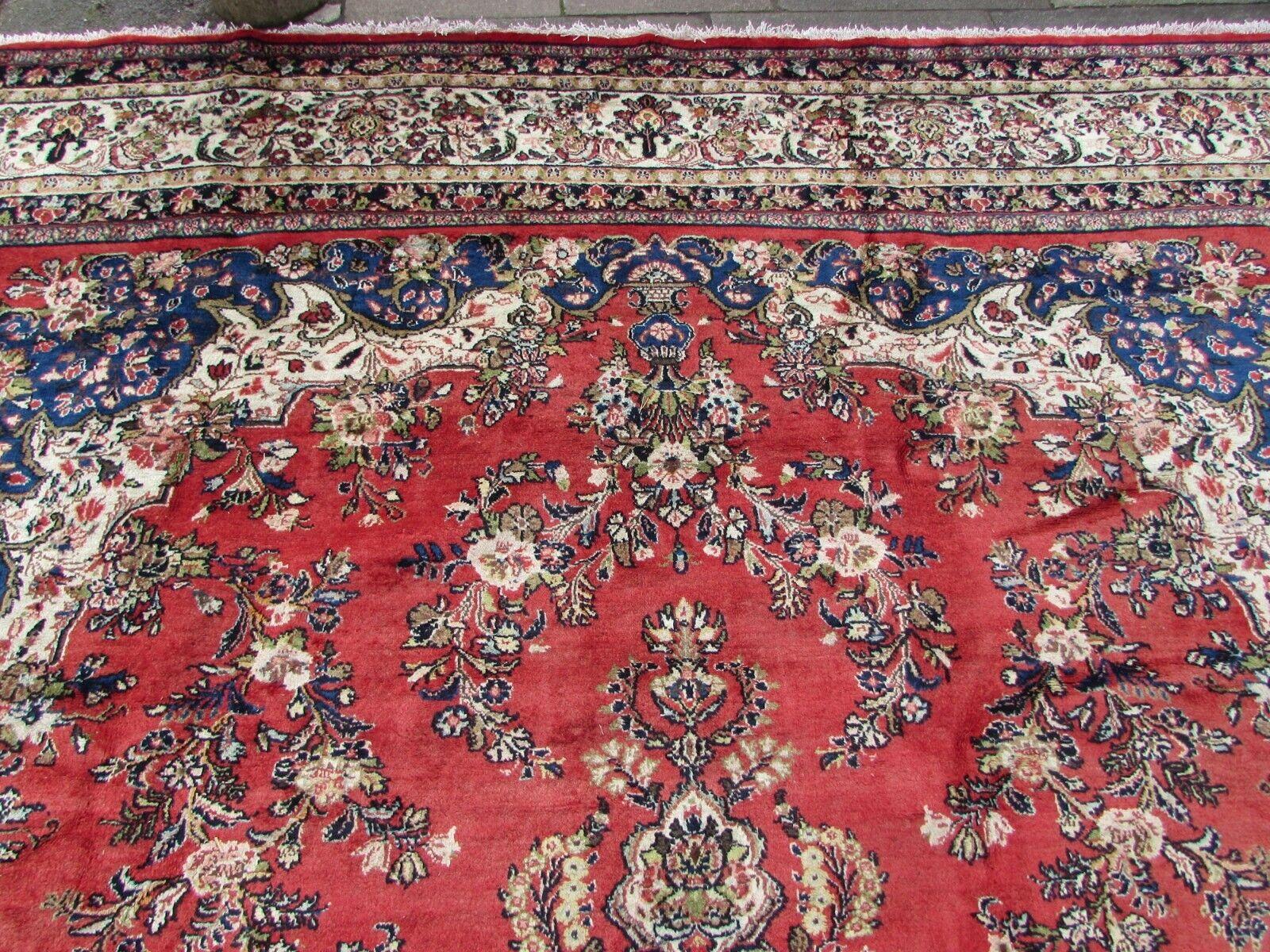 Handmade Vintage Persian Style Sarouk Oversize Rug 10.7' x 16.4', 1970s - 1Q72 For Sale 5
