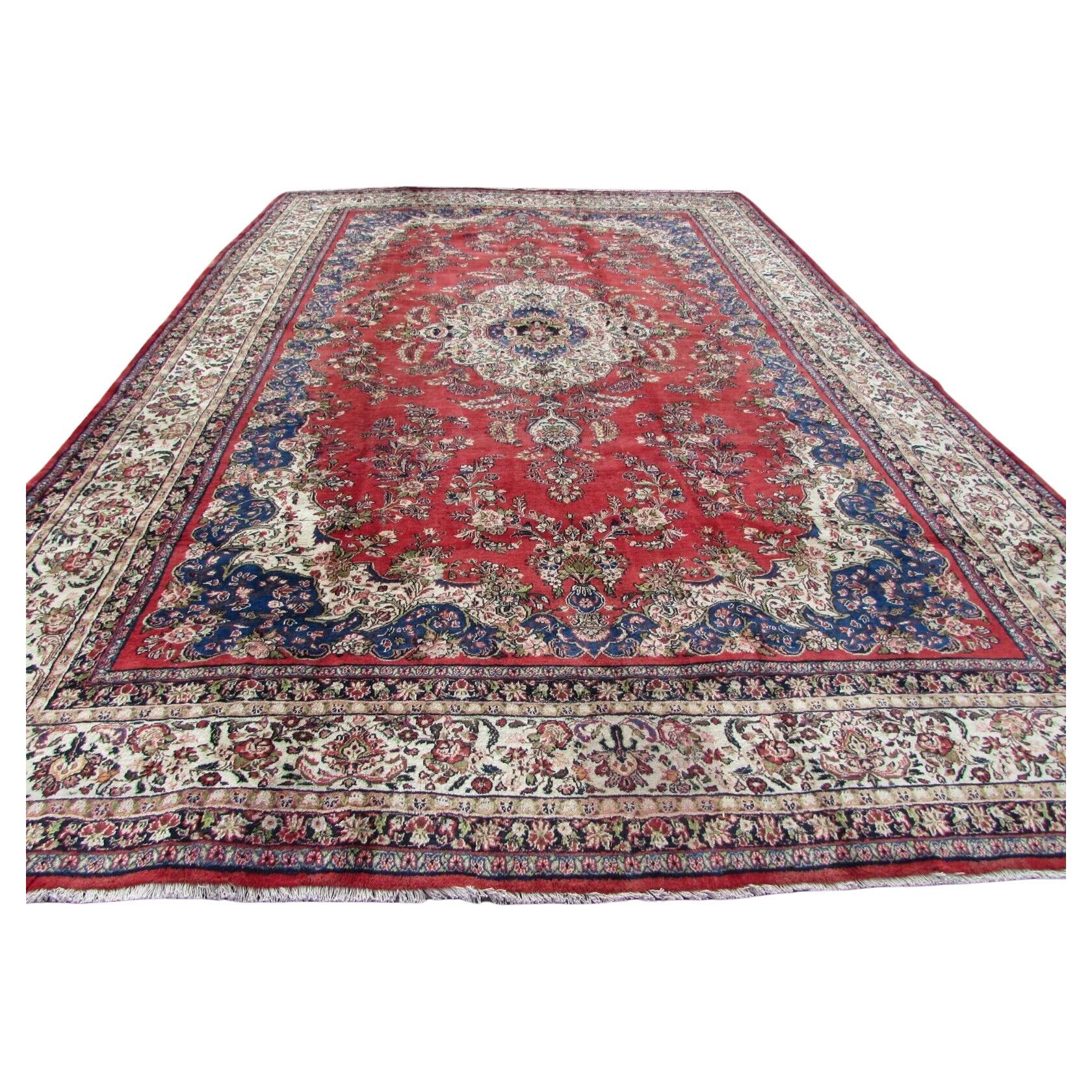 Handmade Vintage Persian Style Sarouk Oversize Rug 10.7' x 16.4', 1970s - 1Q72 For Sale