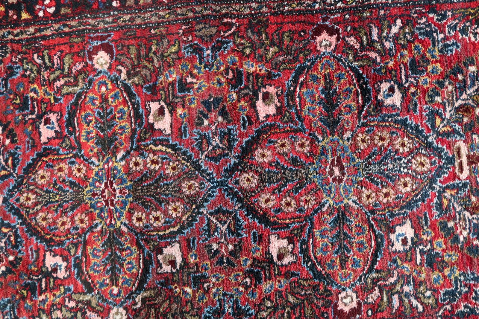 Handmade Vintage Persian Style Sarouk Runner Rug 3.3' x 9.7, 1930s - 1C1106 For Sale 2