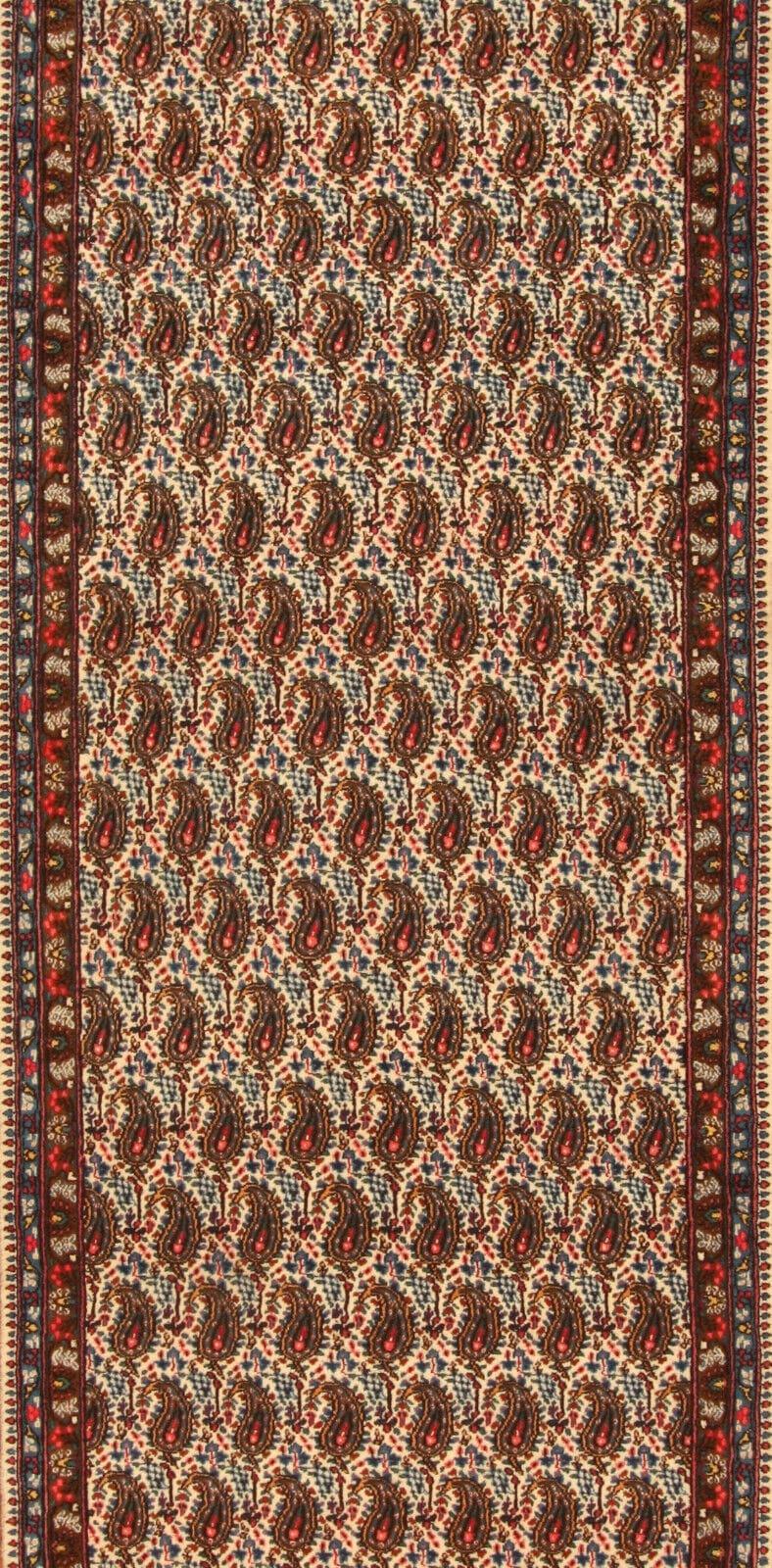 Wool Handmade Vintage Persian Style Senneh Runner Rug 3.4' x 10.1', 1970s - 1T43