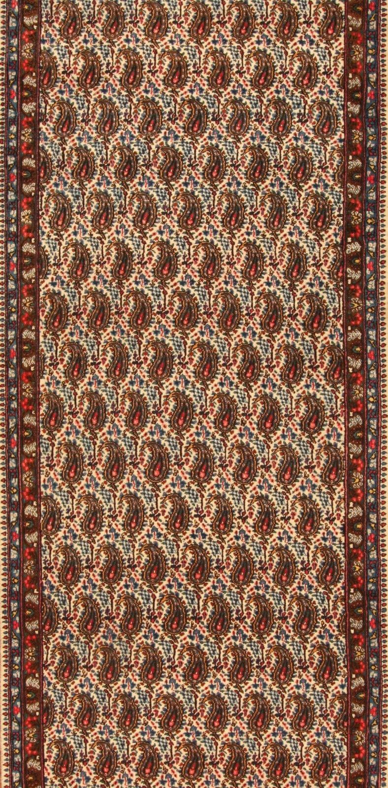 Wool Handmade Vintage Persian Style Senneh Runner Rug 3.4' x 10.1', 1970s - 1T43 For Sale