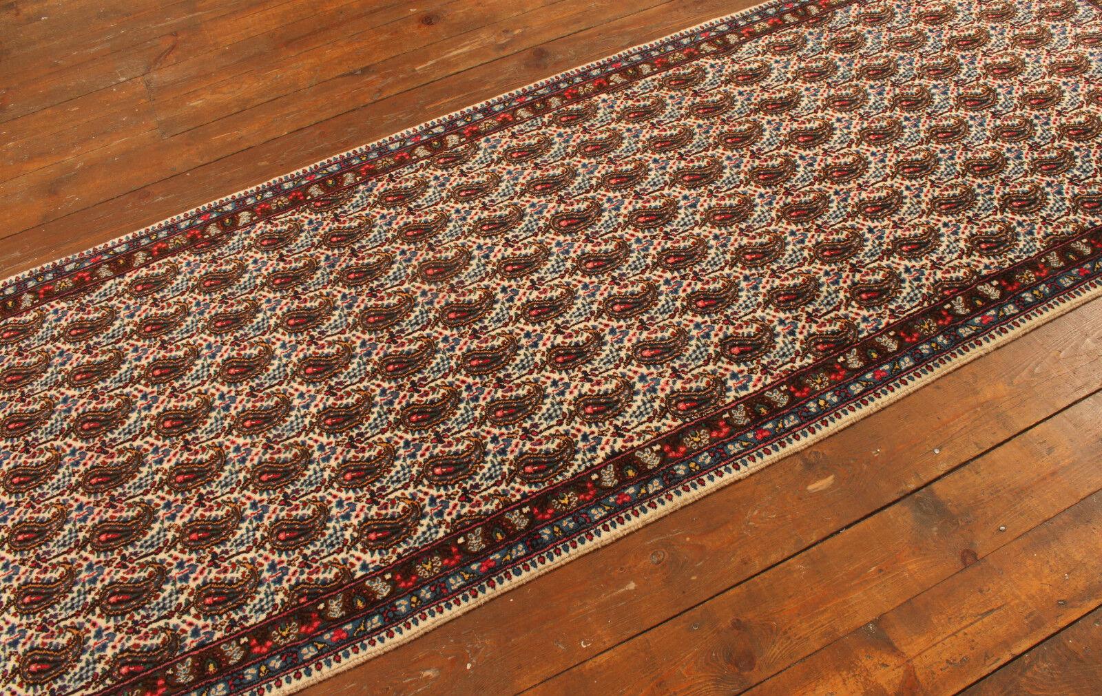 Handmade Vintage Persian Style Senneh Runner Rug 3.4' x 10.1', 1970s - 1T43 For Sale 3