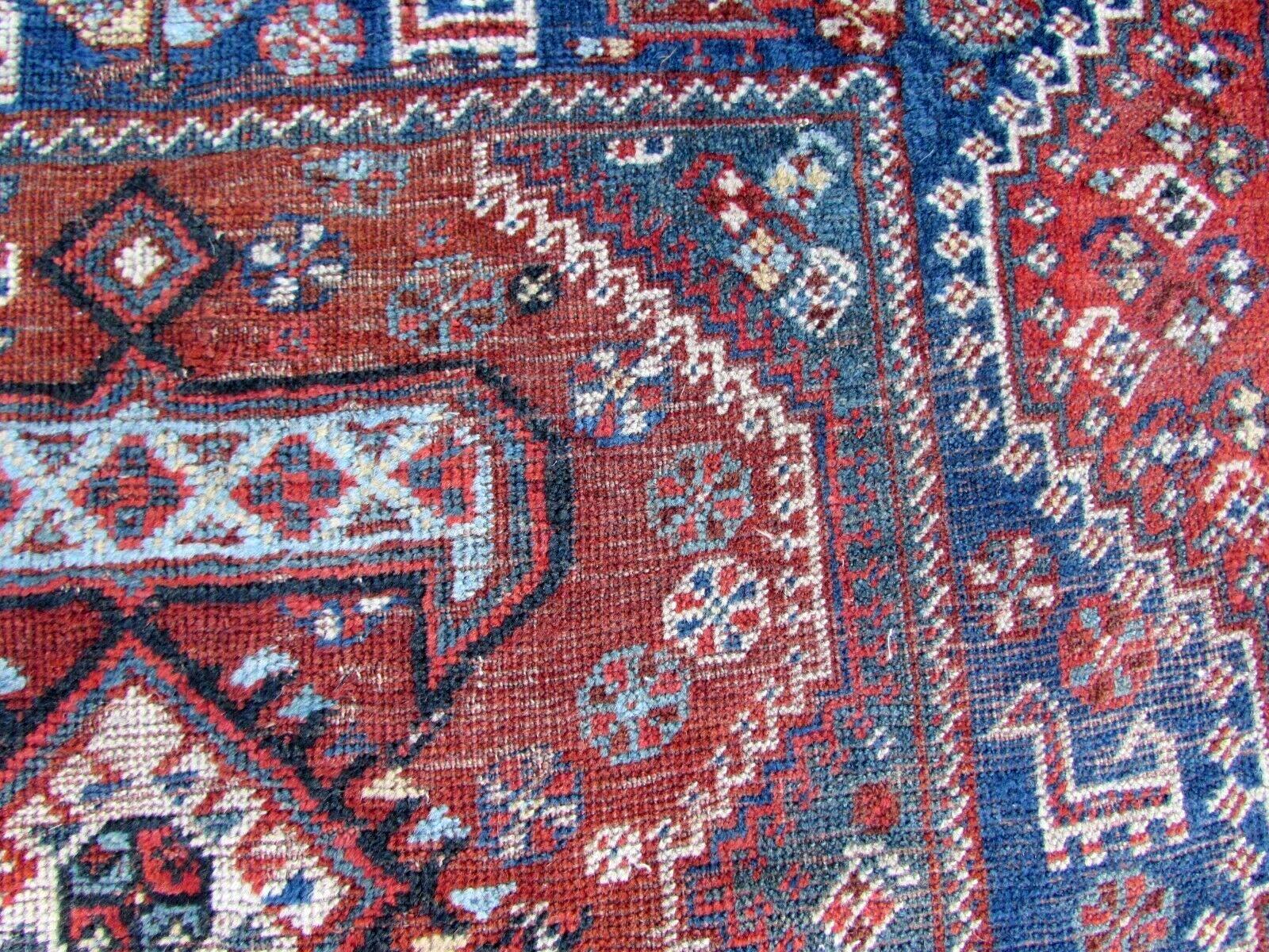Early 20th Century Handmade Vintage Persian Style Shiraz Rug 3.8' x 4.9', 1920s, 1Q34 For Sale